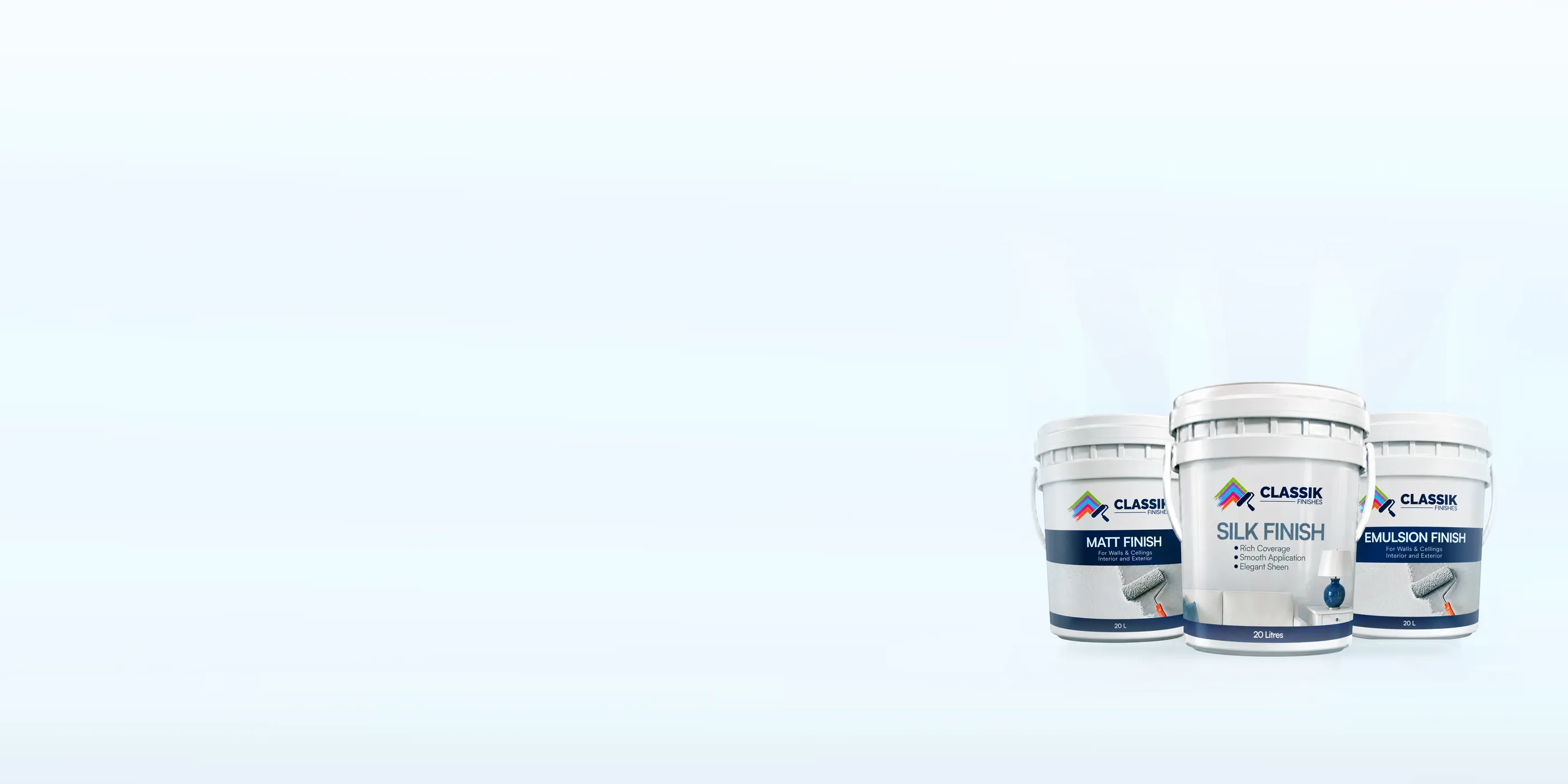 Classik Matt, Silk and Emulsion Finish tins
